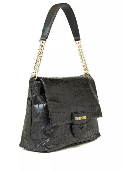Love Moschino Black Shoulder Bag – Elegant Clip Closure