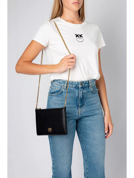 Pinko Women’s Black Leather Shoulder Bag – Timeless Elegance & Practical Design