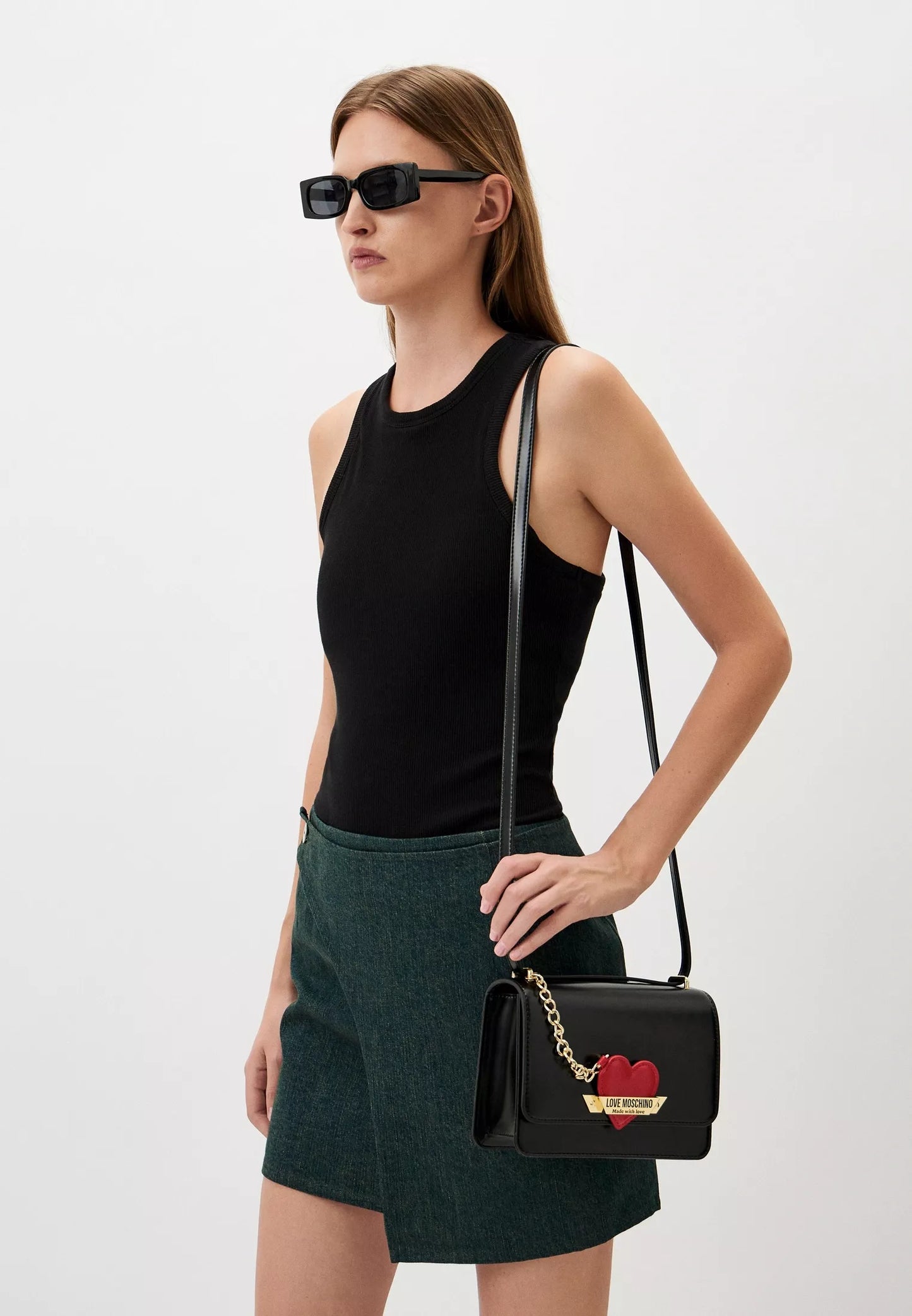 Love Moschino Women’s Black Shoulder Bag – Elegant Clip Closure