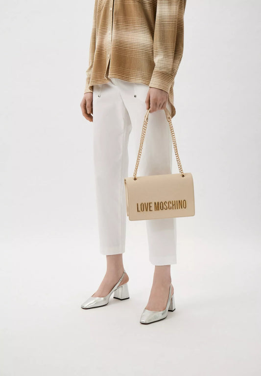 Love Moschino Women’s Printed Shoulder Bag – Chic Clip Closure