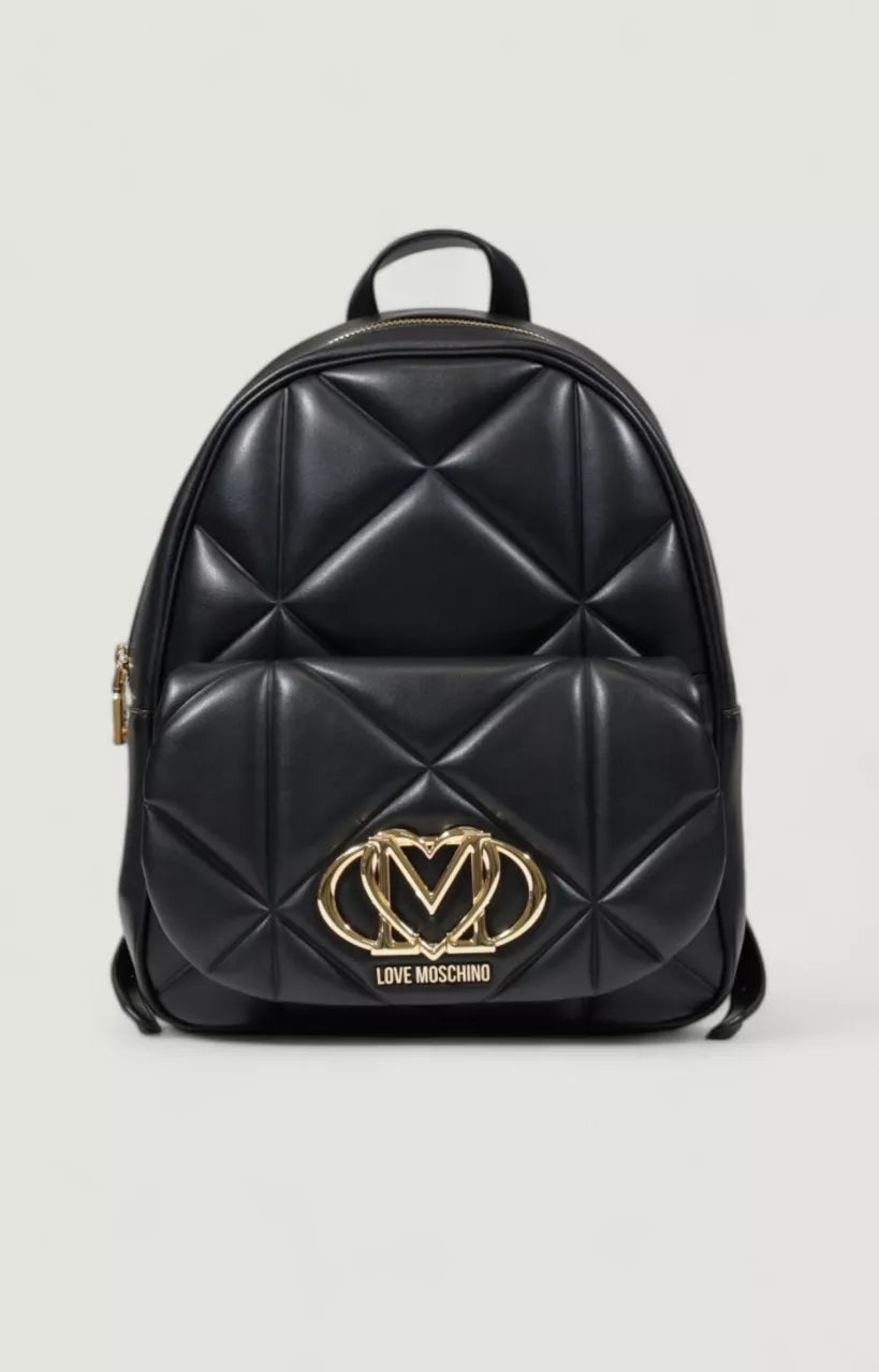 Love Moschino Women’s Black Plain Rucksack with Zip