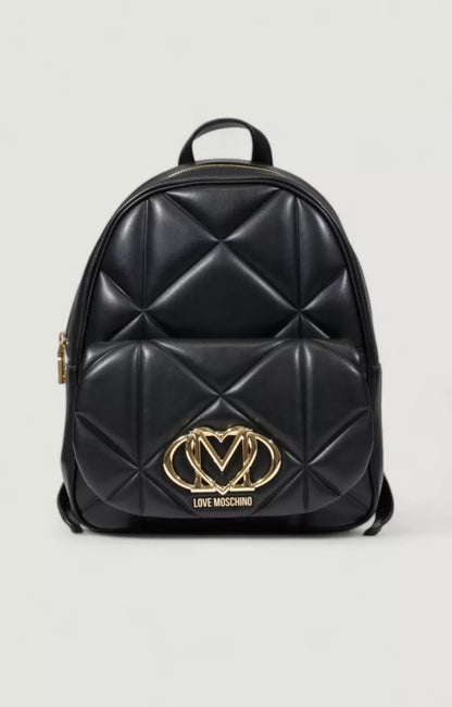 Love Moschino Women’s Black Plain Rucksack with Zip