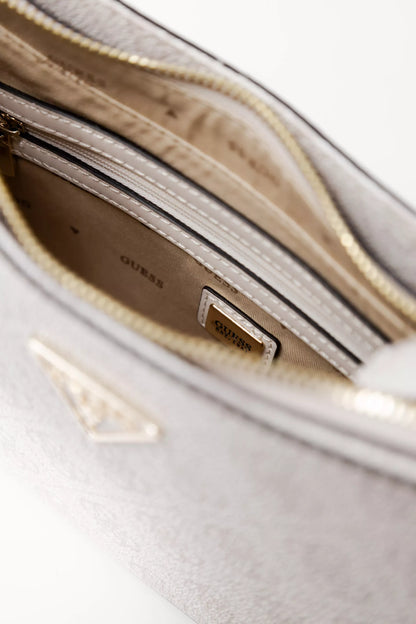 Guess Women’s Beige Printed Shoulder Bag – Elegant PU Leather Fall/Winter Handbag