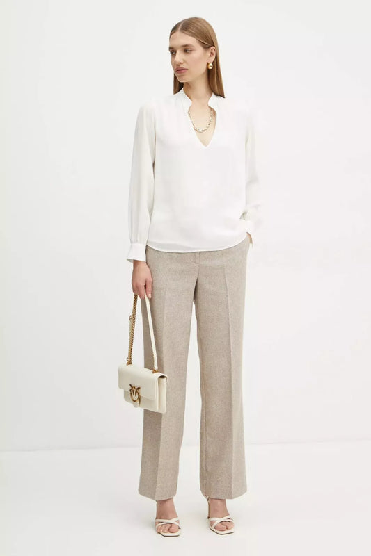 Pinko Women’s White Leather Shoulder Bag with Chain – Elegant Fall/Winter Essential