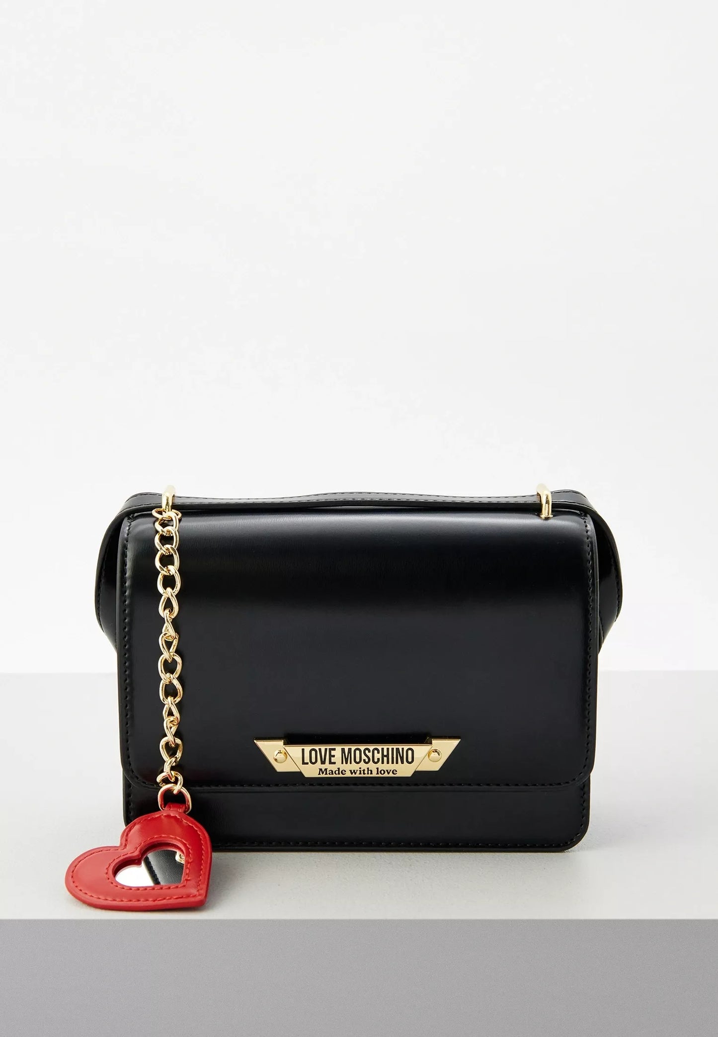 Love Moschino Women’s Black Shoulder Bag – Elegant Clip Closure