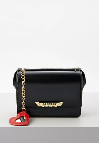 Love Moschino Women’s Black Shoulder Bag – Elegant Clip Closure
