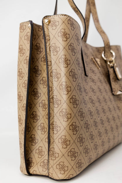 Guess Women’s Beige Printed Handbag – Chic Fall/Winter Essential