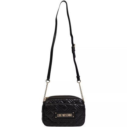 Love Moschino Women’s Black Printed Zip Handbag – Stylish, Modern & Versatile