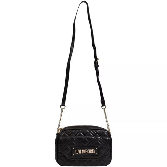 Love Moschino Women’s Black Printed Zip Handbag – Stylish, Modern & Versatile