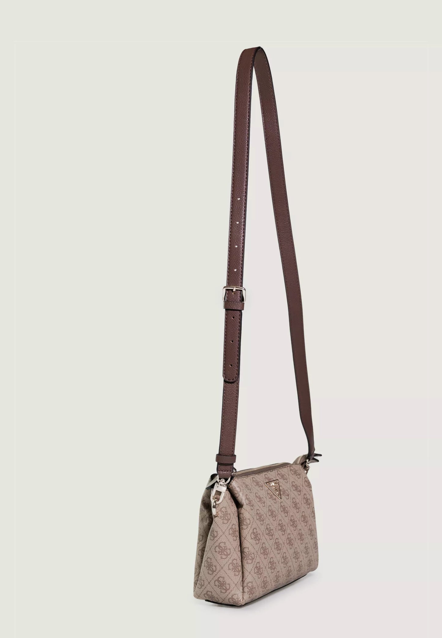 Guess Women’s Beige Shoulder Bag – PU Leather Compact Handbag with Zip Closure