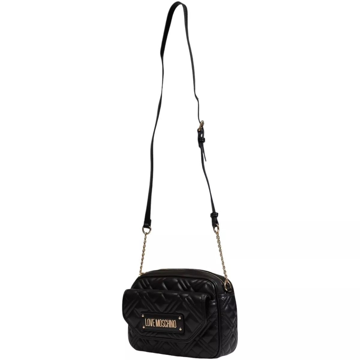 Love Moschino Women’s Black Printed Zip Handbag – Stylish, Modern & Versatile