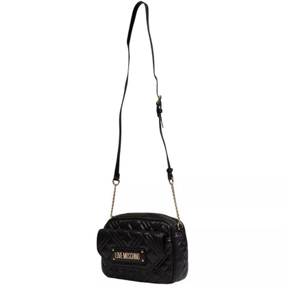 Love Moschino Women’s Black Printed Zip Handbag – Stylish, Modern & Versatile