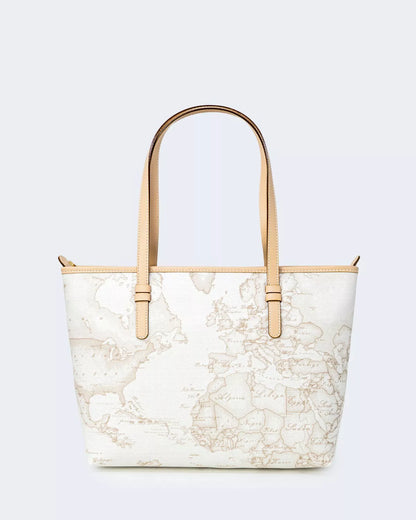 Alviero Martini Prima Classe Women’s White Leather Bag with Zip and Lined Interior