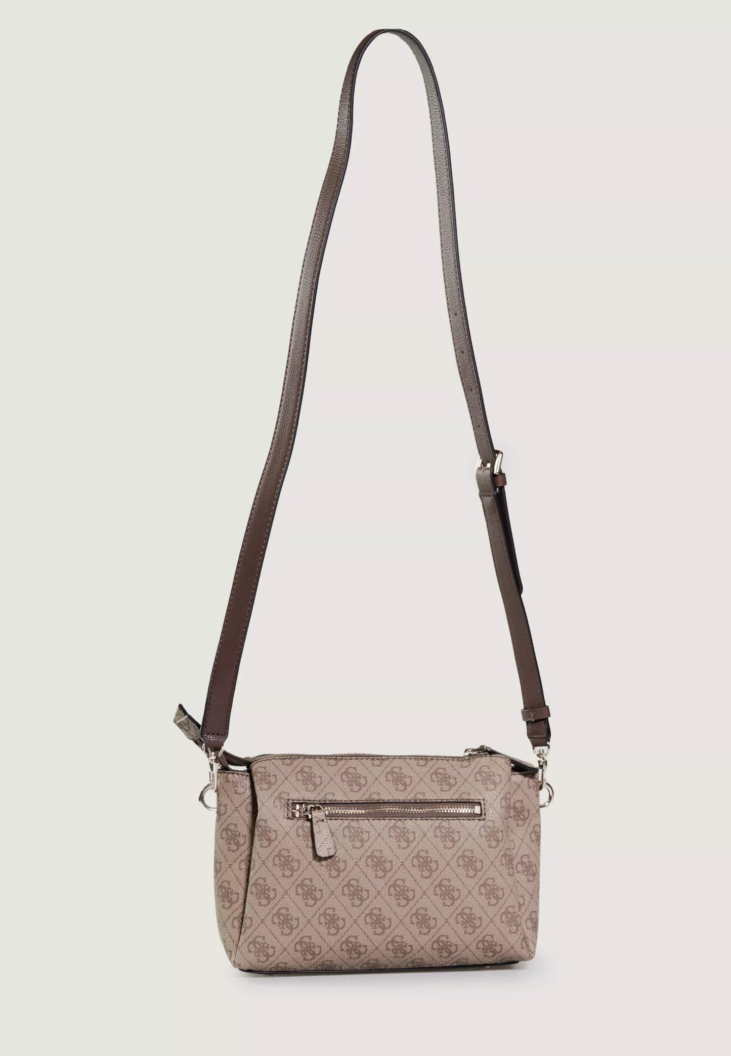 Guess Women’s Beige Shoulder Bag – PU Leather Compact Handbag with Zip Closure