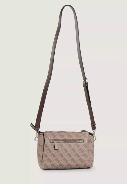 Guess Women’s Beige Shoulder Bag – PU Leather Compact Handbag with Zip Closure