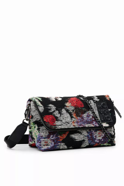 Desigual Stylish Black Handbag with Double Straps & Bold Contrast Design