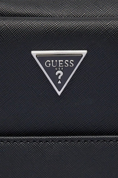 Guess Men’s Black Shoulder Bag – Premium PU Leather Minimalist Crossbody
