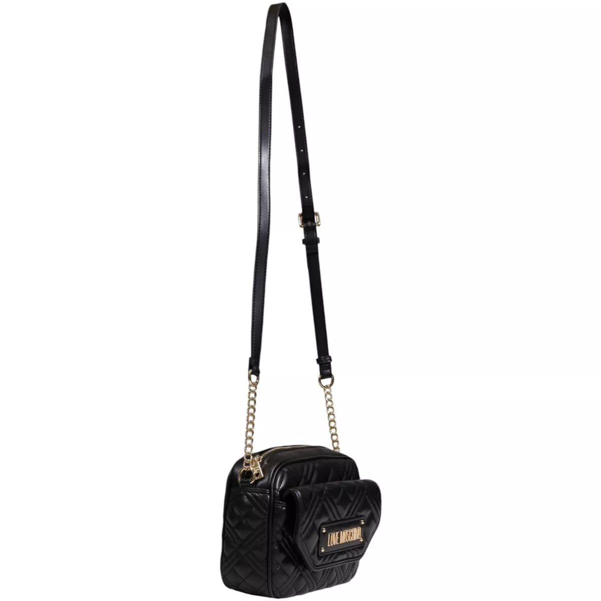 Love Moschino Women’s Black Printed Zip Handbag – Stylish, Modern & Versatile