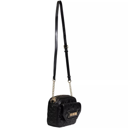 Love Moschino Women’s Black Printed Zip Handbag – Stylish, Modern & Versatile