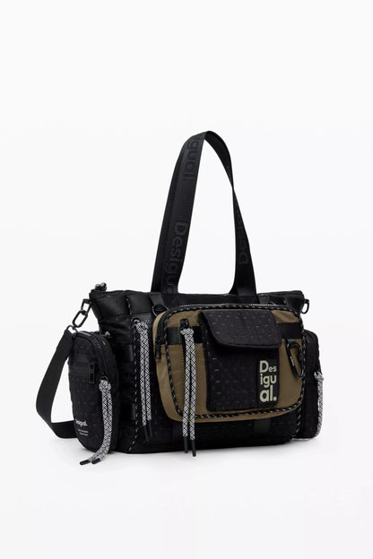 Desigual Women’s Black Print Handbag – Shoulder Strap & Front Pockets
