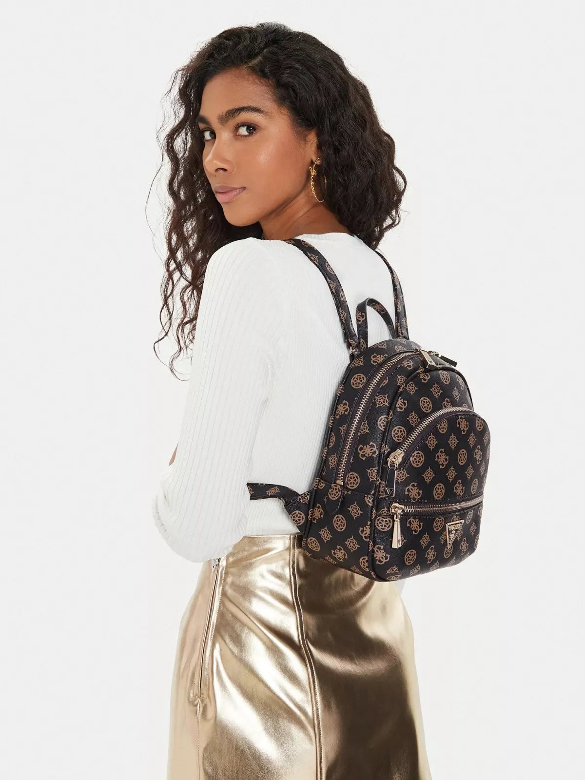 Guess Women’s Brown Rucksack with Zip Fastening – Chic & Practical