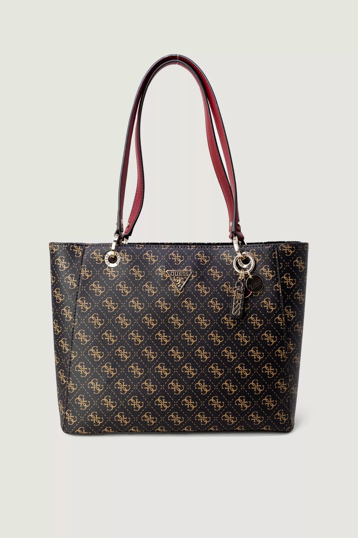 Guess Women’s Brown Printed Handbag – Chic & Spacious Fall/Winter Accessory
