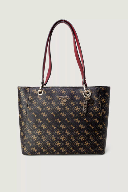 Guess Women’s Brown Printed Handbag – Chic & Spacious Fall/Winter Accessory