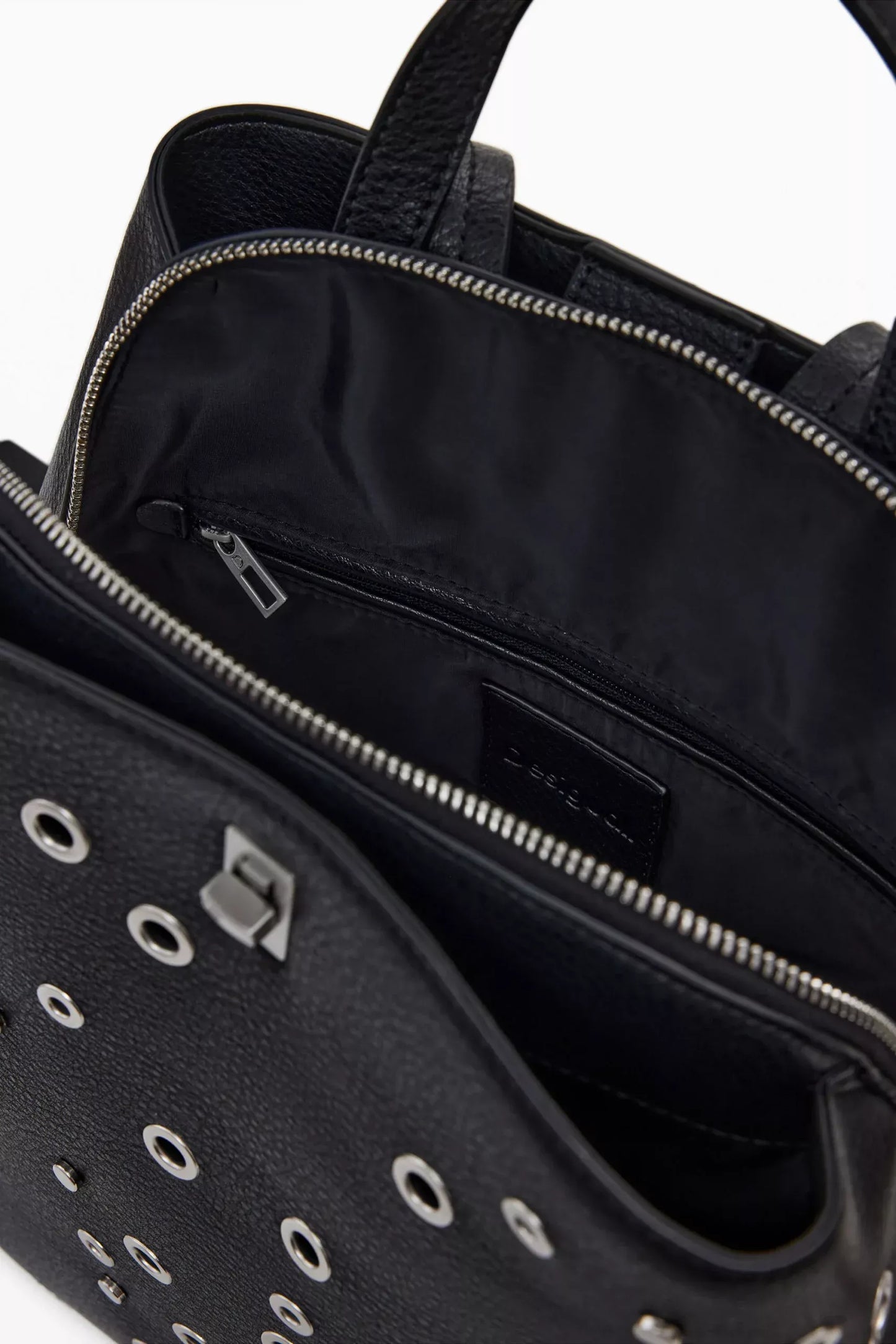 Desigual Women’s Black Plain Handbag with Zip Closure