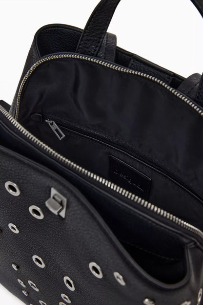 Desigual Women’s Black Plain Handbag with Zip Closure