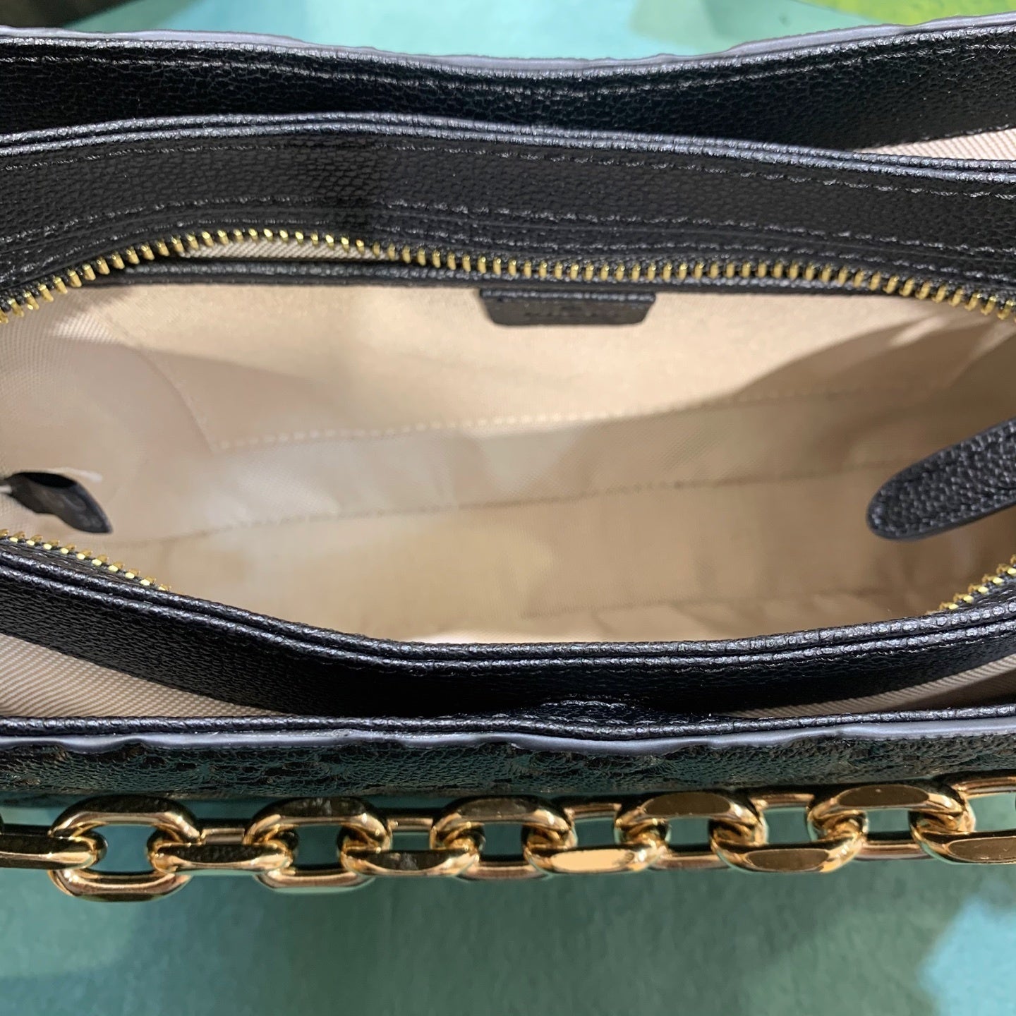 Gucci Micro Black Guccissima Leather Boston/Speedy Bag with Chain Strap