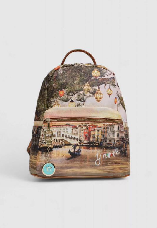 Y Not? Women’s Beige Printed Handbag with Zip Closure – Fall/Winter Tote