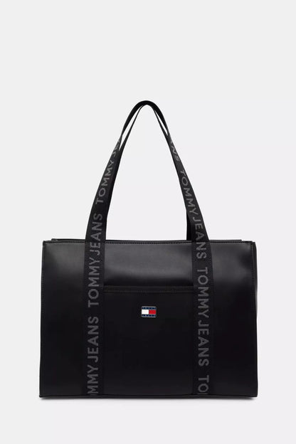 Tommy Hilfiger Large Women’s Black Bag – 100% Polyurethane, Spring/Summer Tote