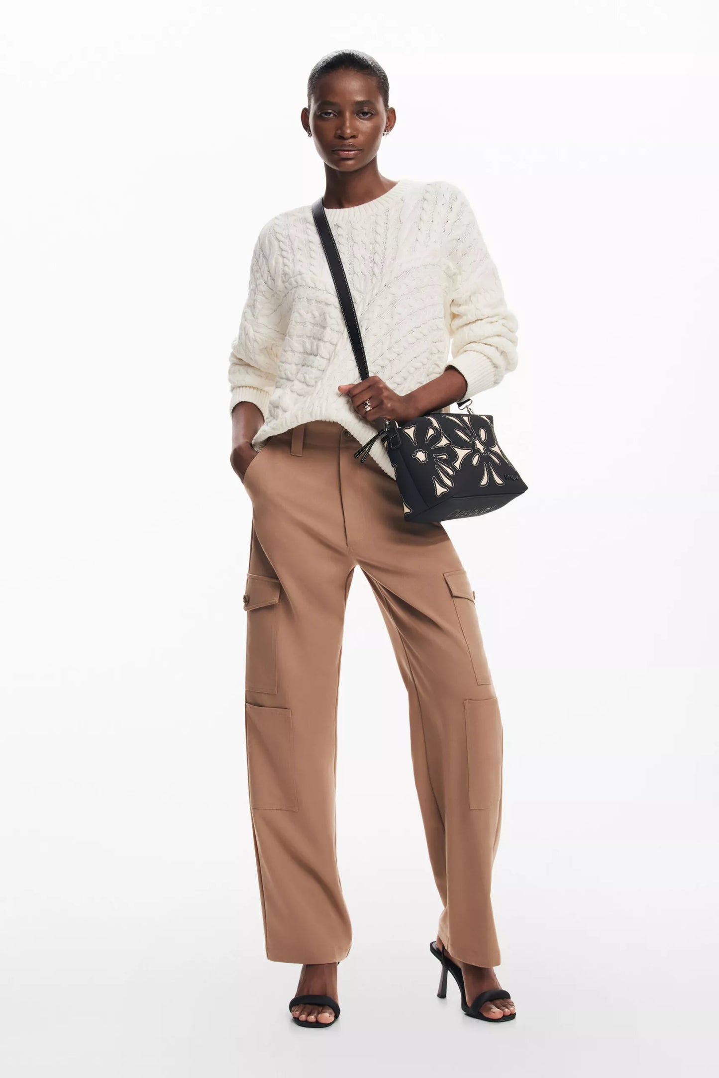 Desigual Women’s Black Handbag with Shoulder Strap – Artistic Fall/Winter Designer Bag