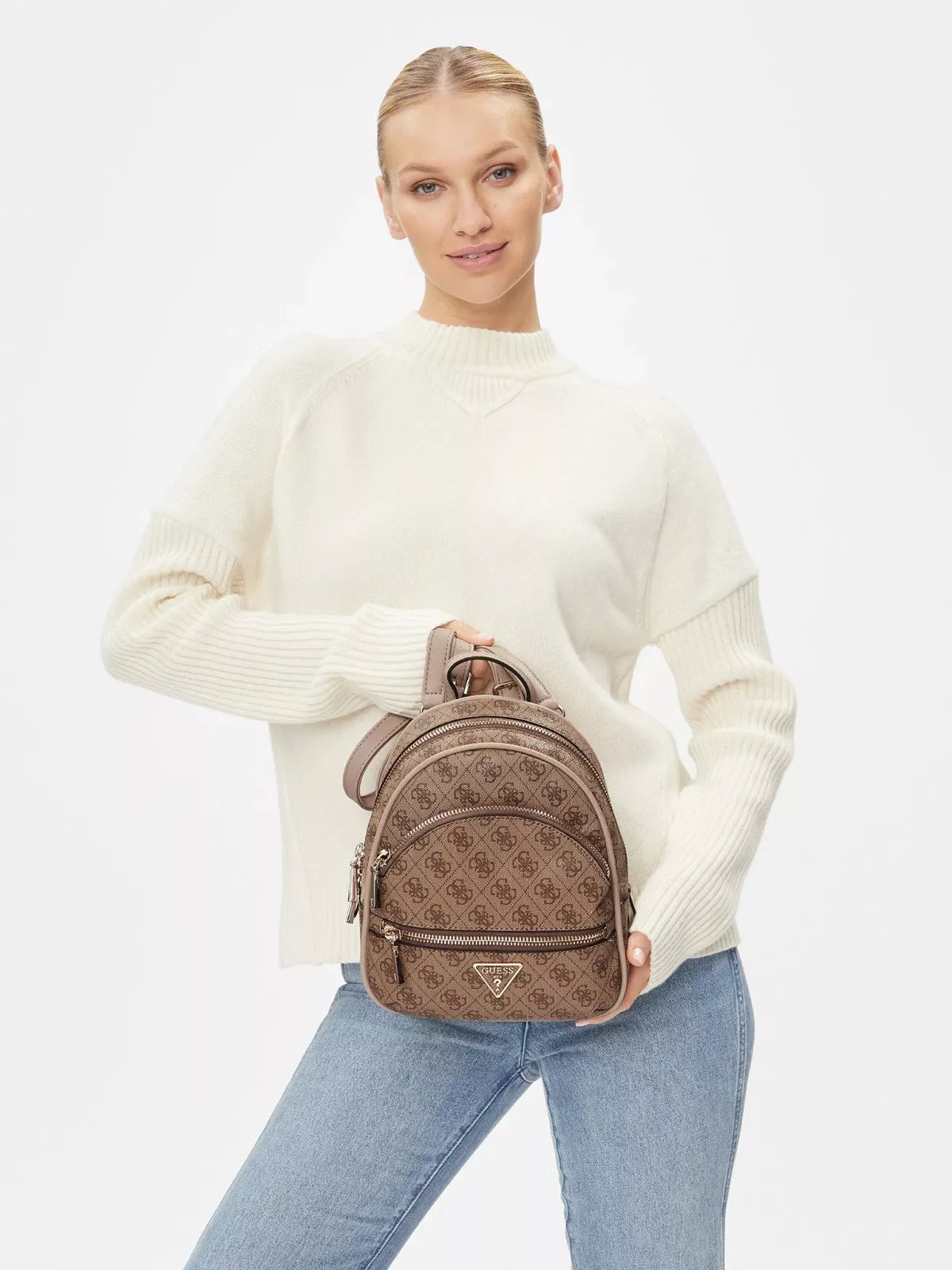 Guess Beige Handbag & Rucksack – Versatility Meets Style