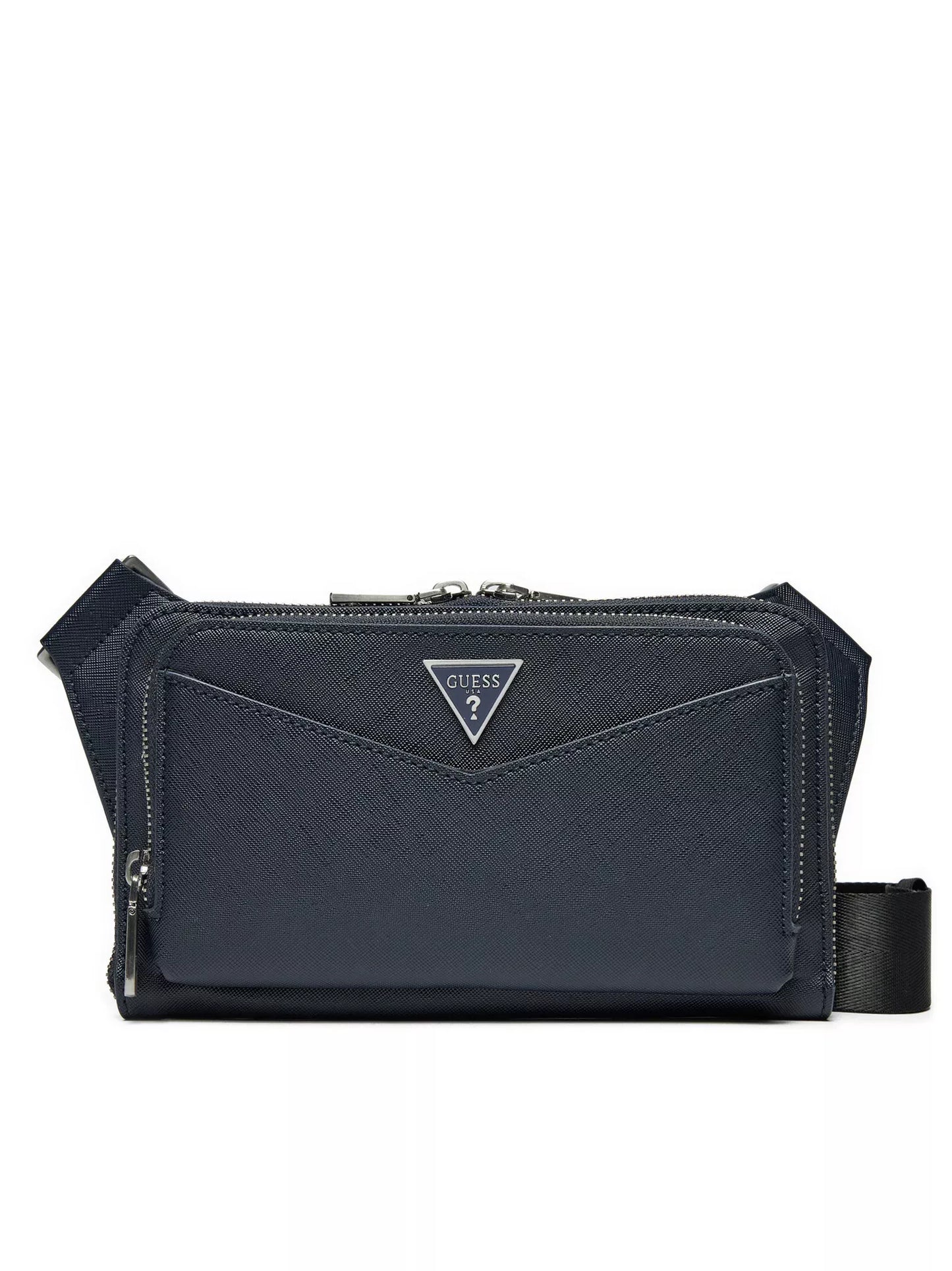 Guess Men’s Black Polyurethane Bag with Zip Closure – Stylish & Functional Everyday Carry