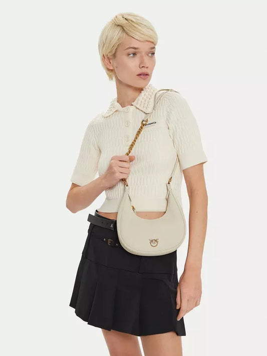 Pinko Women’s White Leather Zip Closure Bag – Fall/Winter Essential