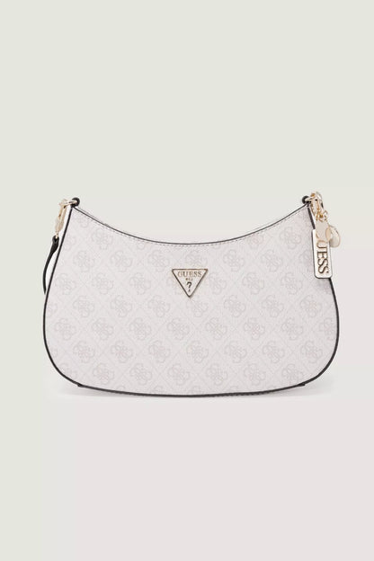 Guess Women’s Beige Printed Shoulder Bag – Elegant PU Leather Fall/Winter Handbag