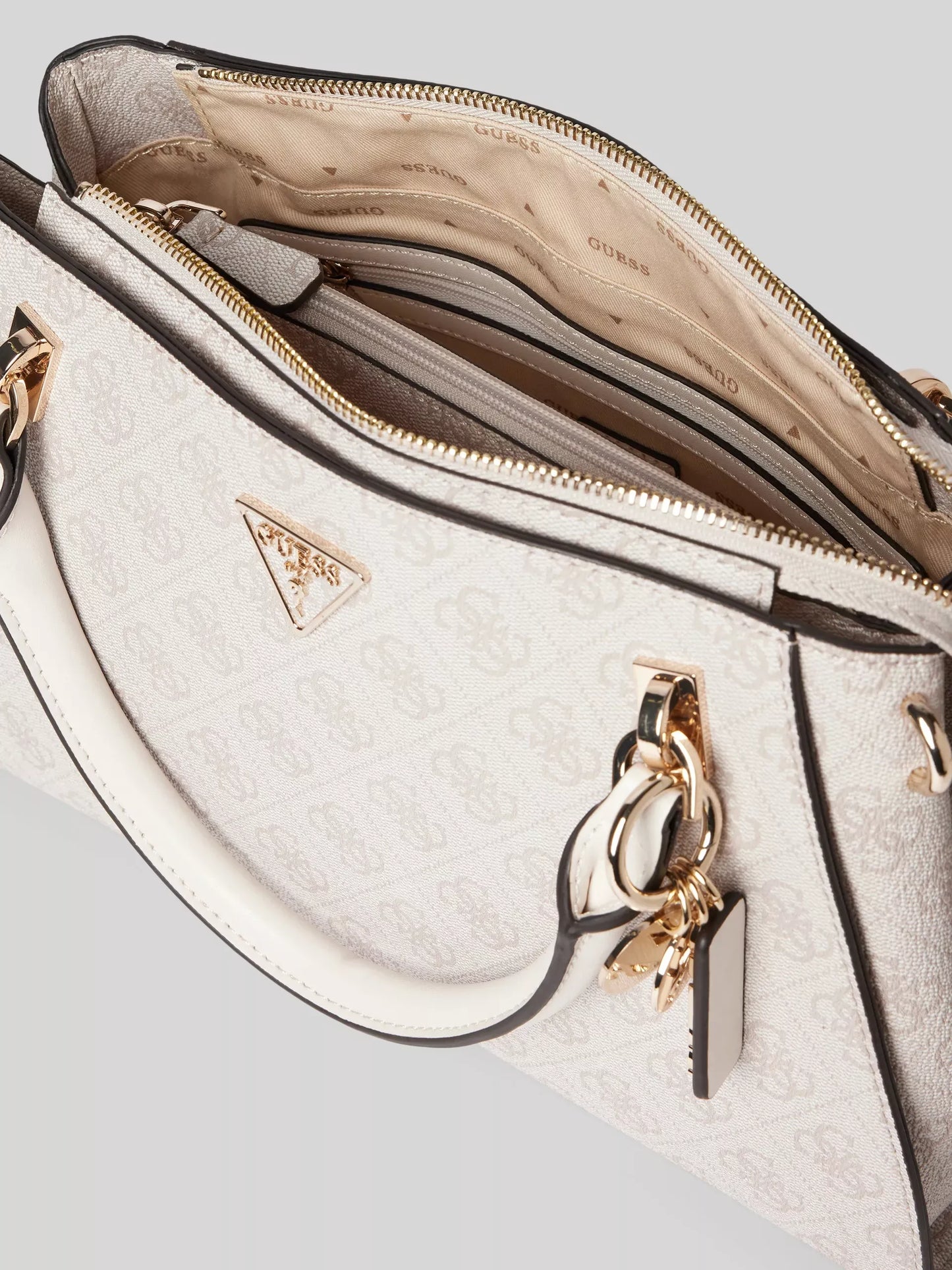 GUESS Women’s Pink Printed Handbag with Detachable Shoulder Strap – Stylish & Versatile