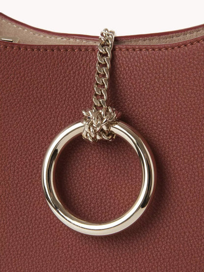Chloé Small Arlène Shoulder Bag – Premium Calfskin, Gold Ring Closure, Grenade Leather