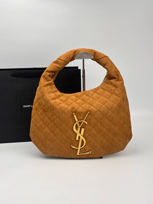 Saint Laurent Icarino Hobo Bag in Quilted Leather & Suede