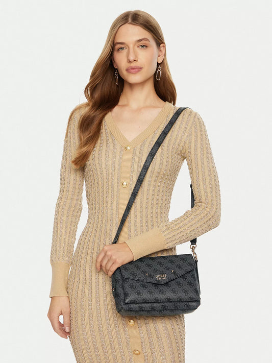 GUESS Women’s Grey Printed Handbag – Elegant Fall/Winter Everyday Bag