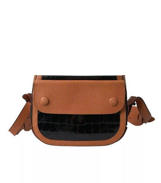 Balenciaga Black & Brown Crocodile Leather Shoulder Camera Bag – Luxury Designer Handbag