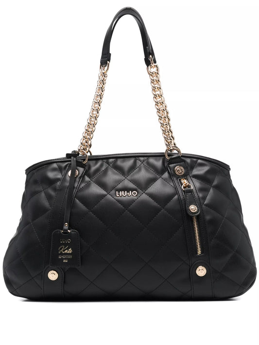 Liu Jo Women’s Black & White Bag – Elegant Contrast with Secure Zip Fastening