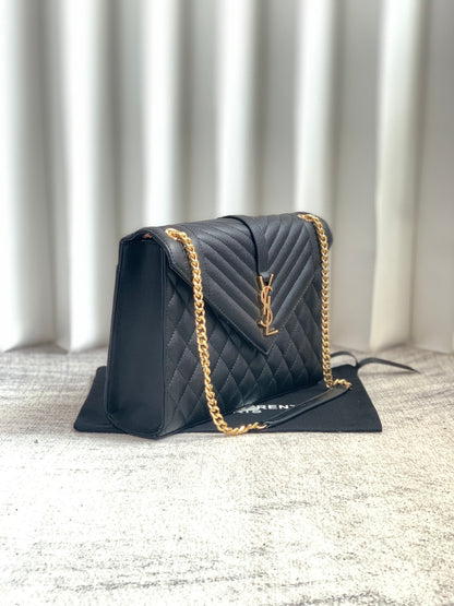 Saint Laurent Grained Leather Crescent Mini Shoulder Bag with Monogram Closure