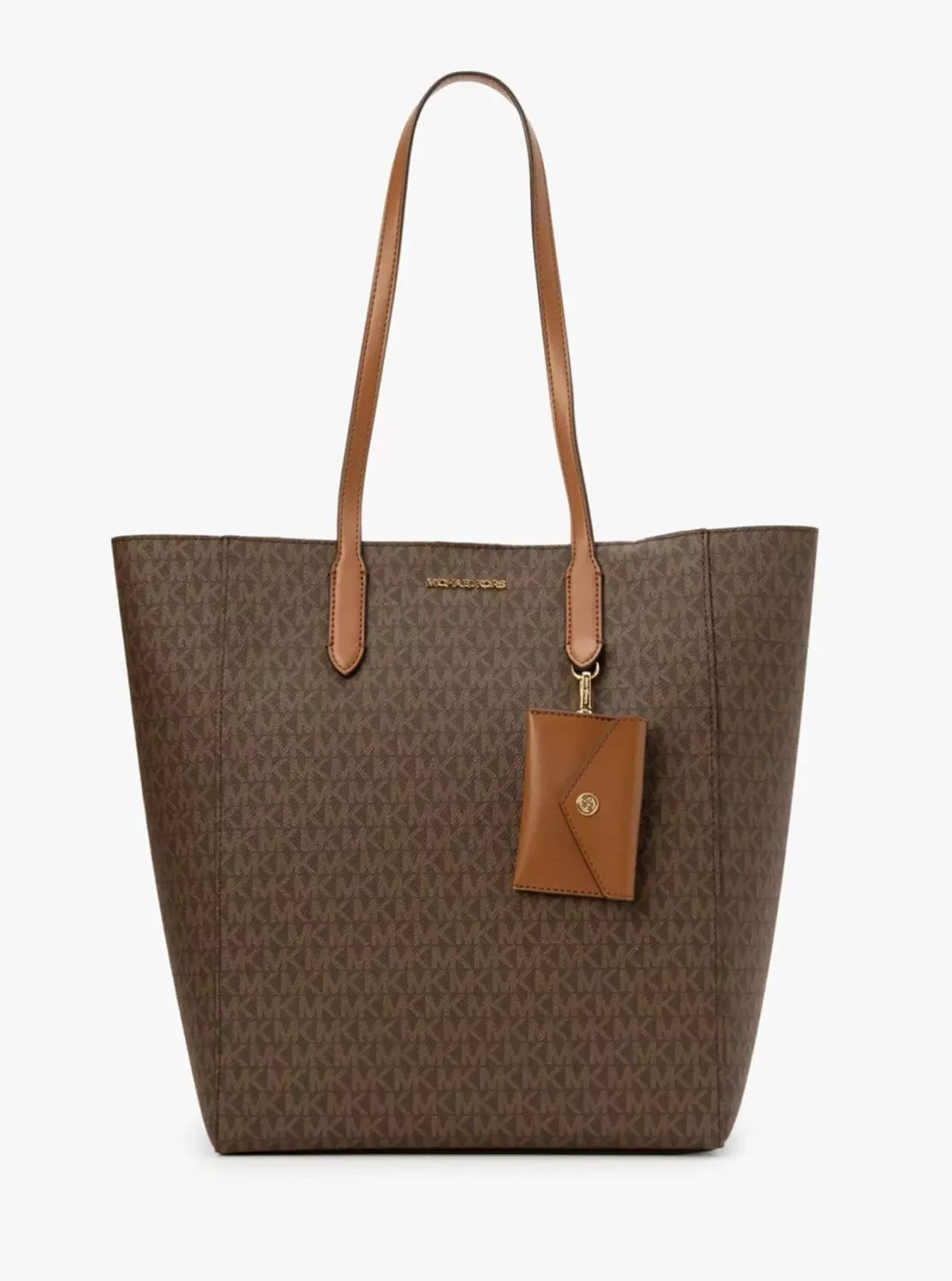 Michael Kors Women’s Brown Printed Handbag – Button Closure, Inside Pocket & Spacious Design | Fall/Winter Collection