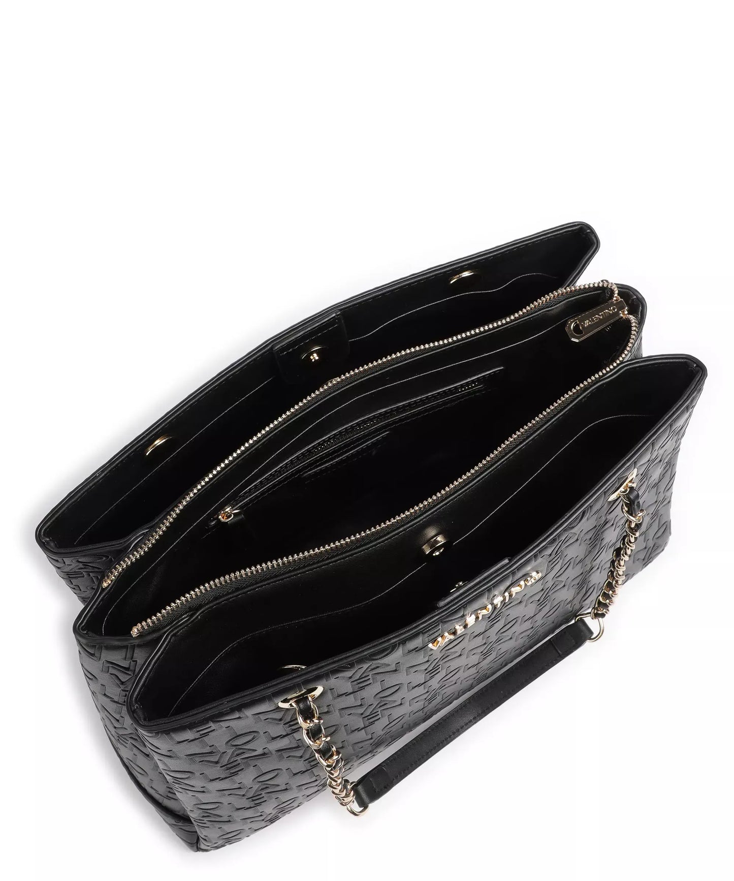 Valentino Chain Shoulder Bag with Logo and Dual Compartments