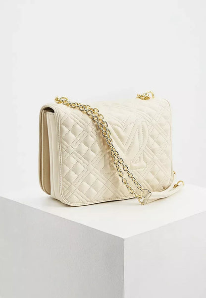 Love Moschino Beige Shoulder Bag for Women – Elegant, Minimalist & Versatile Everyday Bag