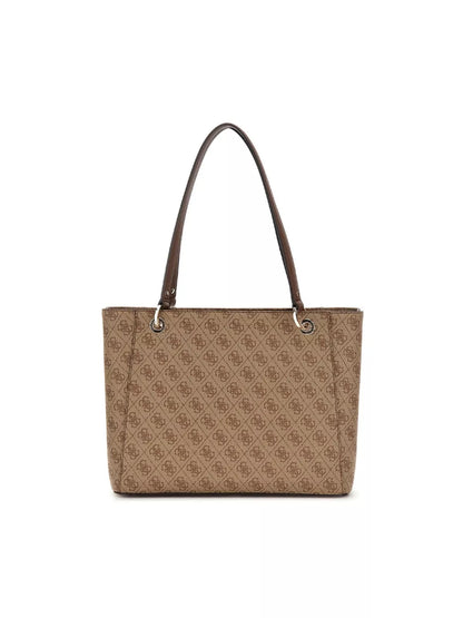 GUESS Women’s Beige Print Handbag – Elegant Fall/Winter Tote