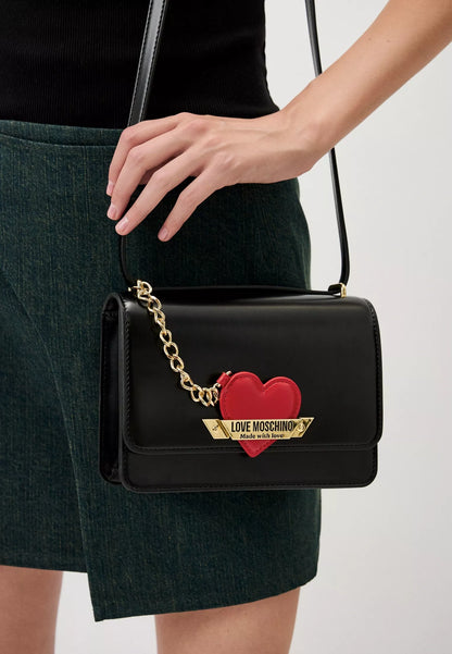 Love Moschino Women’s Black Shoulder Bag – Elegant Clip Closure