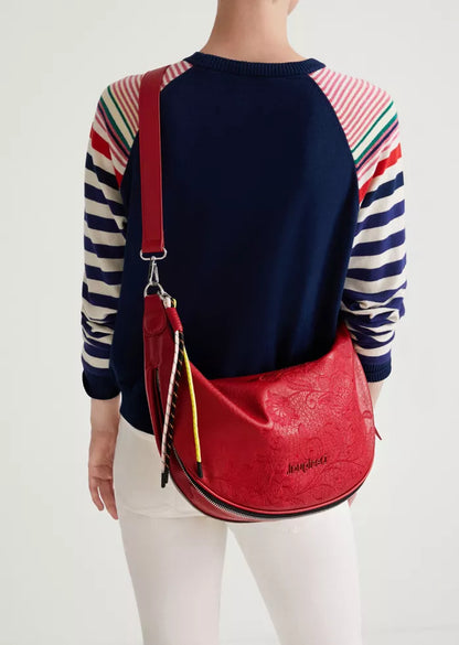 Desigual Expandable Red Handbag – Adjustable Strap & Logo Detail